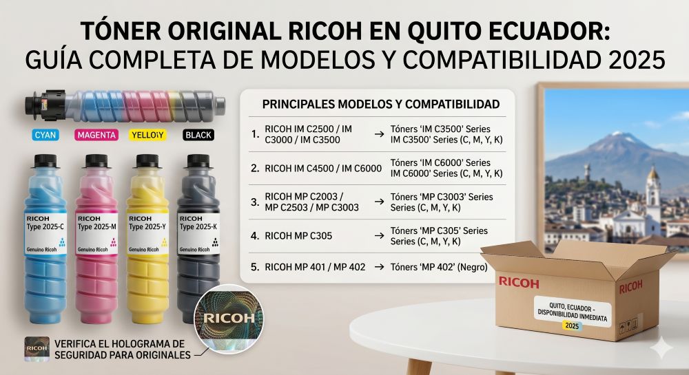 Tóner Original Ricoh en Quito Ecuador: Guía Completa de Modelos y Compatibilidad 2025