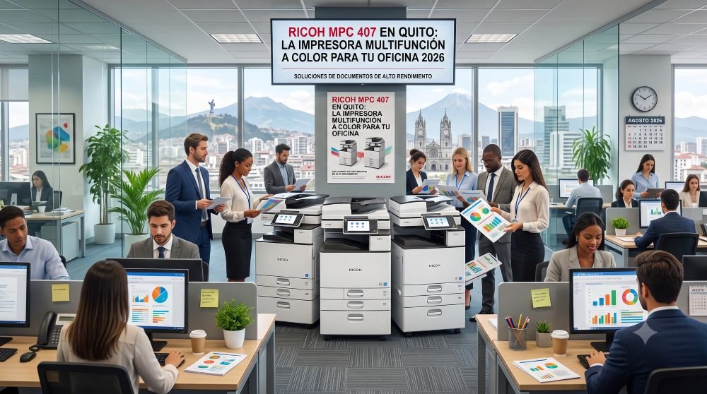Impresora multifuncion Ricoh MPC 407 a color para oficina en Quito Ecuador